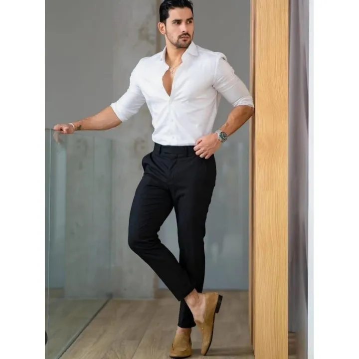 Black Stretchable Pant And White Formal Shirt For Men s Daraz .np