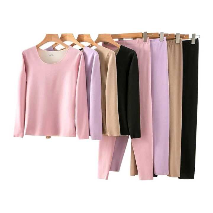 Women's Seamless Thermal Set Long Sleeve Thermal Top with Thermal Pant Thermal Thermal Thermal Set for Women
