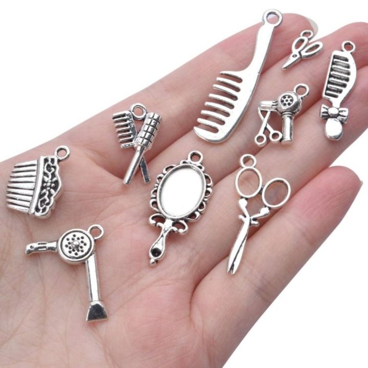 60pcs%20Durable%20Alloy%20Hairdresser%20Charms%20Mixed%20Styles%20Barber%20Shop%20Tool%20Mixed%20Styles%20Hairstylist%20Charms%20Sliver%20Jewelry%20Findings%20for%20Jewelry%20Making%20-%20Image%202