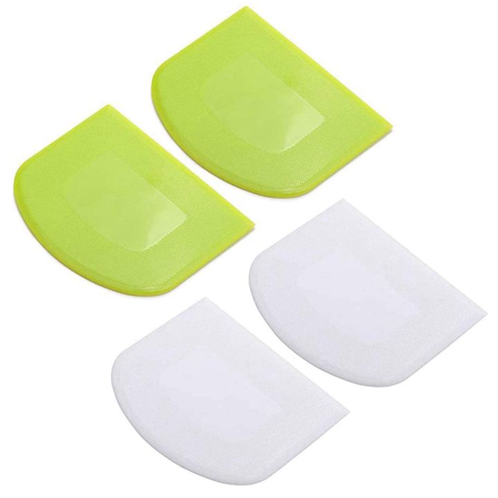 fasdaga 4 Pieces Dough Scraper Bowl Scraper Food-Safe Plastic Dough Cutter Flexible Plastic Scraper Practical Bench Scraper