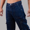 Wraon Dark Blue Solid Premium Denim Cargo Jeans Pant For Men - Fashion | Pants For Men | Men's Wear | Cargo Pants |. 