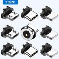 TOPK 5-Pack Magnetic Plug Connector Universal Round Magnetic Cable Type C Micro USB Magnet Replacement Parts for Mobile Phones. 