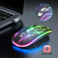 A20 Bluetooth Wireless Mice 2.4Ghz Light Emitting Charging RGB Gaming Office 5 Keys Metal Scroll Wheel. 