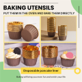 50Pcs Aluminum Foil Cupcake Cups Disposable Muffin Liners Baking Cups Aluminum Cupcake Tip Pan Ramekin Holders Little Pudding Cups-Gold + Brown. 