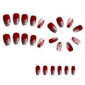 24 Pcs Behuli Artificial Reusable Nails – Maroon Glitter & Floral Design Press-On Nails for Women. 