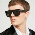 Korean Trendy classic Unique Design Viral Tiktok Flat Black rimless Square Sunglasses For Men. 