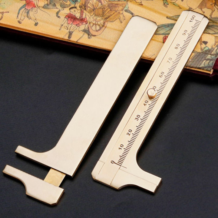 Mini Brass Scale 80/100mm Sliding Gauge Vernier Caliper Ruler Pocket ...