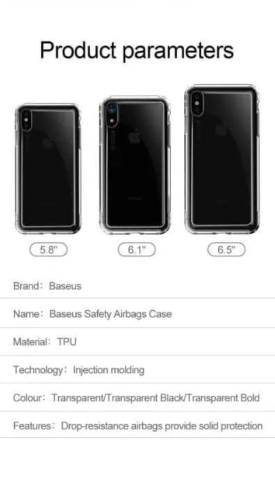 BASEUS%20Safety%20Shockproof%20Airbags%20Case%20Cover%20For%20Iphone%20XS%205.8%20Inch%20-%20Image%205
