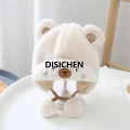 DISICHEN 2023 Winter Baby Hats Cute Bear Plush Double Hairball Hats Warm Soft Ear Protection Bonnet With Earflaps Infant Girl Boy Beanie 2025 New. 