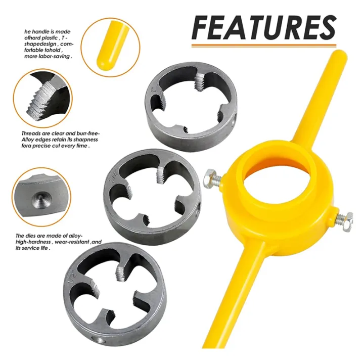 NCANRUI%206Pcs%20PVC%20Thread%20Maker%20Tool,%20Pipe%20Threader%20Plumbing%20Tool,%20Pipe%20Threader%20Kit%20with%201/2%20Inch%203/4%20Inch%201%20Inch%20Dies%20Maker%20Tool%20-%20Image%206