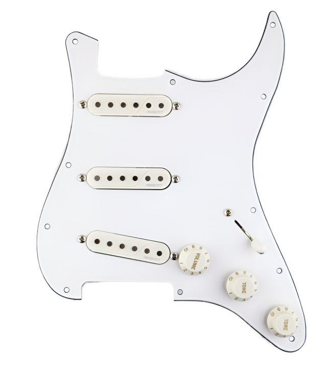 Fishman PRF-STR-WPG Fluence Loaded Pickguard-3 Single Width Pickups For Strat In White