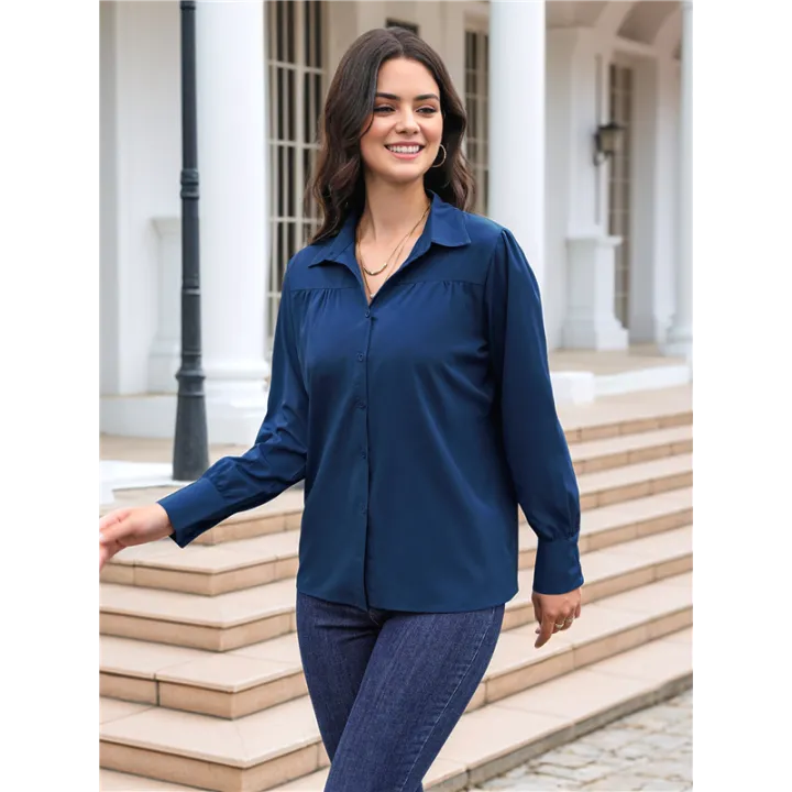 Womens%20Long%20Sleeve%20Office%20Shirt%20Tops%20Pink%20XXL%20-%20Image%205