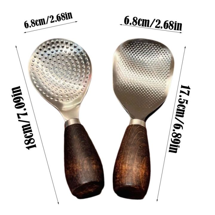 Durable Wooden Handle Rice Spoon Stainless Steel Vertical Canteen ...
