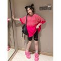 Ice silk girl gradient T-shirt skirt mid-length short-sleeved summer children's clothes children's fried street celebrity half-sleeved top. 