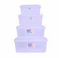 Bagmati Set Of 4 Rectangle Plastic Container | Multipurpose Transparent Plastic Storage Container - Pack Of 4. 