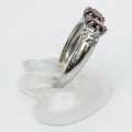 Garnet Stone White Zircon Ring Size 18 (Rhodium Plated) For Women. 