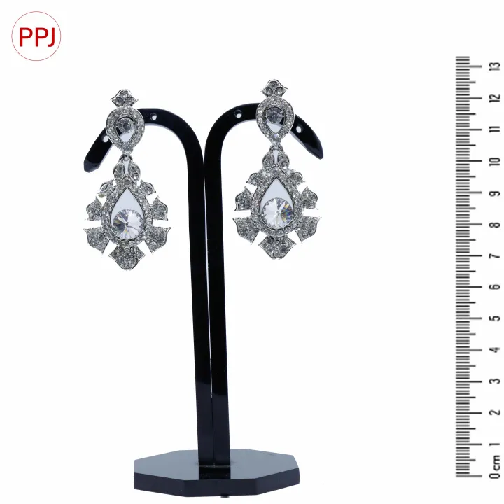 Ppj%20Collection%20Rasmita%20Rhodium%20Base%20Silver%20Colour%20Unique%20Design%20Light%20Blue%20And%20White%20Earring%20For%20Women%20-%201%20Pair%20-%20Image%204