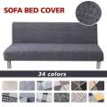 Stretch Armless Futon All-inclusive Non Slip Sofa Bed with Elastic Bottom Couch Cover Furniture Protector Washable. 