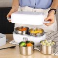 Cooking Lunch Box With 2 Liners Food Grade Stainless Steel, Lunch Case Electric Thermal Portable Cooker 200W. 