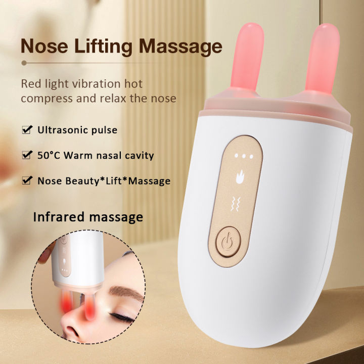 New Nose Face Lifting Massager High Frequency Ultrasonic Pulse Infrared Vibration Nose Bridge Shape Jade Warm Scrape Beauty V Face