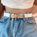 Waist Belt Elastic Slim Decorative Stretchy Quick Release Tight Waist Black Golden Plated Leaf Buckle Women Dress Waistband Jeans Belt Cologo. 