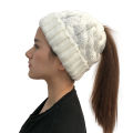 Trendygirl Long Hair Beanie Cozy Winter Knit Hat with Ponytail Hole for Women Warm Anti-slip Beanie for Cold Weather Soft Twist Texture Ear. 