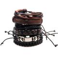 MeiYang 6Pcs/Set Black Leather Bracelet Women Multilayer Braid Bracelets & Bangles Punk Wrap Bracelets for WoWomen Punk Casual Women Jewelry. 