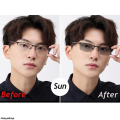 MengsanBargain price Color Changing Myopia Glasses for Men Anti Blue Light Ultra Light Business Half Frame Men's Glasses Trendy Photochromic Eyewear. 