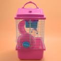 Pet Cage Hamster Cottage with Transparent Skylight Double Layer House for Hamster Golden Hamster Pet Pink. 