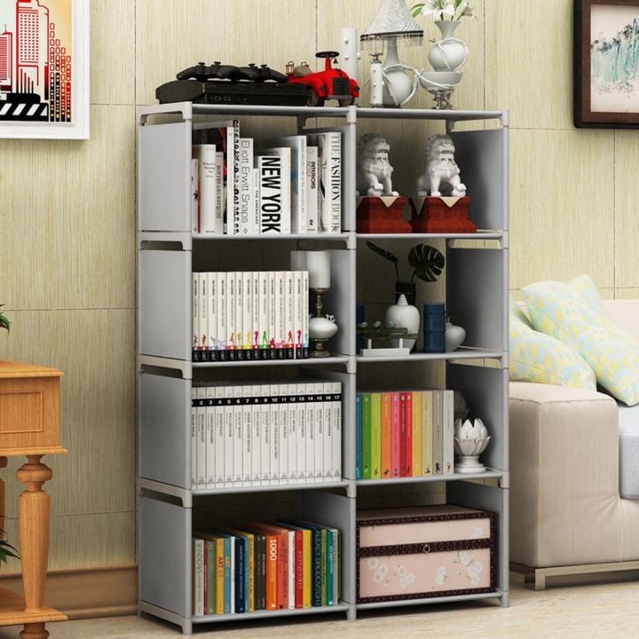 4 Layers Bookshelf Storage Shelve, Book Rack for Books Storage Organizer Children Book Rack Bookcase for Home Furniture Cabinet Shelves for Bedroom Office Living Room (8-Cubes)