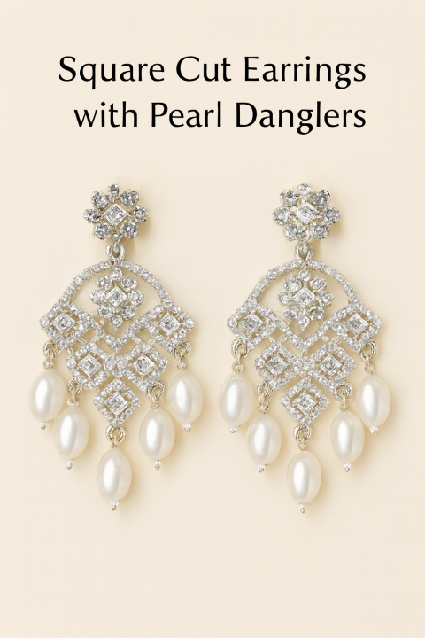 Kundan Jhumka Crystal Earrings with White Pearl Drops – Party & Bridal Jewelry