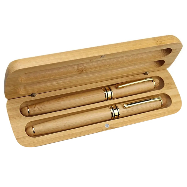 Bamboo Wooden Stationery Students Business Office Ballpoint Pen and Gift Box Elegant Fancy Nice Pens Set Kit Gift Pen Kit