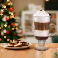 Irish Glass Coffee Mugs, Latte Cups, Set Of 6 Pieces Cappuccino And Hot Chocolate Mugs With Handle, Clear Glass Mugs For Hot Beverages. 