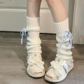 Woman Leg Warmers Autumn And Winter Ribbon Lolita Black Knee Warmers Long Socks DIANGUI. 