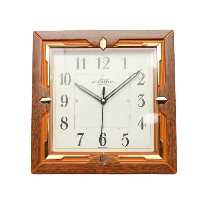 Super Scientific Brown Square Size Numbering Simple Design Wall Clock