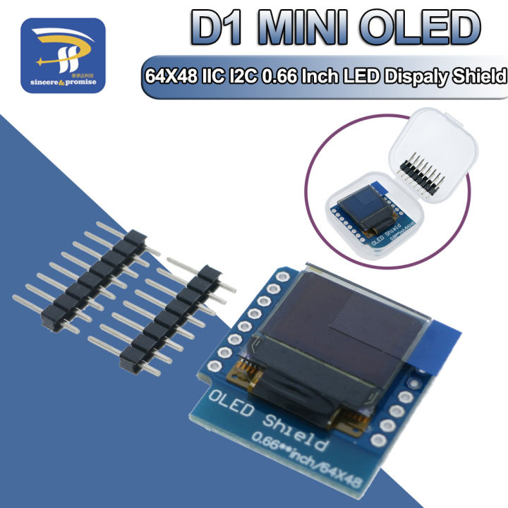 0.66 inch For Wemos 64X48 IIC I2C LCD OLED LED Dispaly Shield for ...