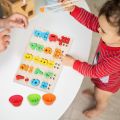 Wooden Counting Number Board, Math Manipulative Materials with Colored Balls & Cups, Matching & Stringing, Early Learning Toys for Baby & Toddler. 