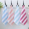 Colorful Striped Childrens Pure Cotton Absorbent Soft Non-Shedding Small Square Towel Kindergarten Hook Handkerchief. 