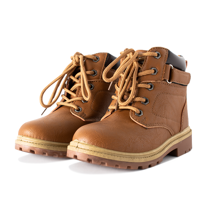 Kids Ankle Length Lace Up Tan Brown Boots