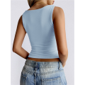 Women's Sleeveless Square Neck Tank Top Blue S. 