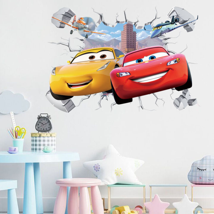 Discounts%203D%20Brokenwall%20Lightning%20McQueen%20Cartoom%20Cars%20Wall%20Decor%20Decals%20For%20Boy%20Bedroom%20Kid%20Room%20Wallpaper%20Poster%20Mural%20Wall%20Stickers%20-%20Image%202