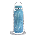 Diamond Stainless Steel Water Bottle Portable Glitter Rhinestone Water Bottle Crossbody Bling Thermal Flask 600ml E. 