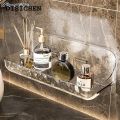 DISICHEN Fashion 1Pcs Bathroom Transparent Shelf Rack Wall-mounted Washbasin No-punch Washroom Wall Mounted Cosmetic Storage Organiser. 