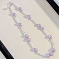 Elegant Purple & White Bead Necklace for Women by Treasure Box Nepal. 