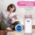 Chicco Well-Being Glass Feeding Bottle (240ml, Medium Flow) (Pink). 