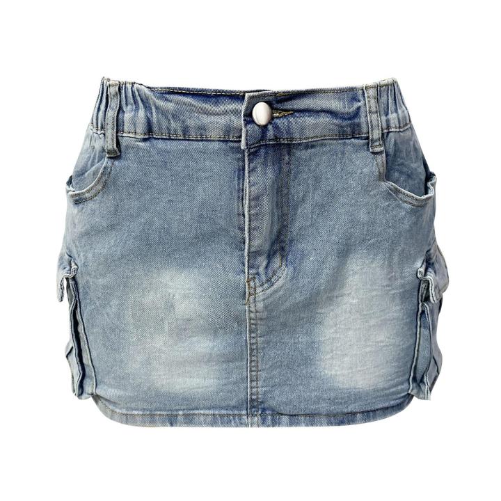 CARAT High Waist Hip Skirt Stylish High Waist Denim Mini Skirt
