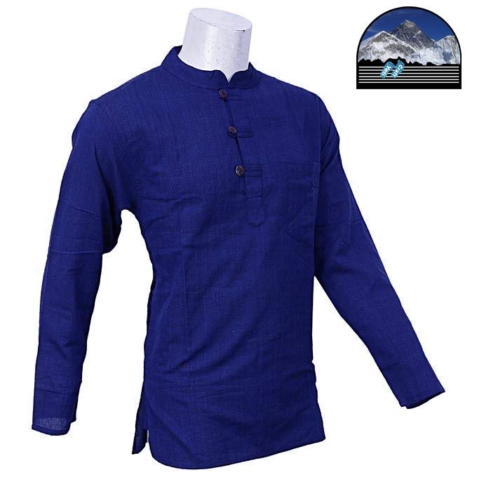 Navy Blue Front Buttoned Kurta Shirt For Men - Fashion | Kurtha For Men | Men'S Wear | Shirts For Men