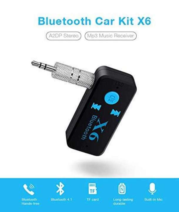 Car Bluetooth X6 Music Receiver Adapter 3.5Mm Jack Wireless Handsfree Car Kit With Tf Card Reader Function Mp3/Mp4