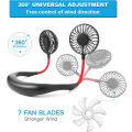 Speed adjustable hands-free fan Portable Handheld Mini fan headphones designed with neck strap suspension fan. 