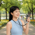 Outdoor Cooling Device 100 Gears Mini Pocket Turbo Fan Rechargeable Transparent Body Handheld Fan Adjustable Speeds with LED Light Neck Hanging Small Fan Travel. 